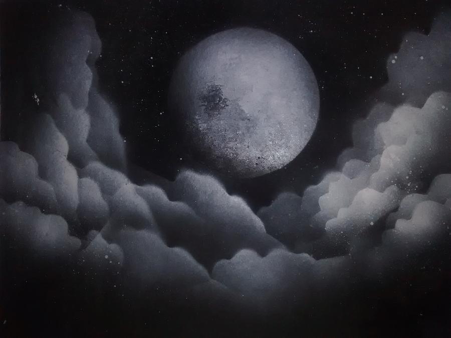 clouds and moon painting