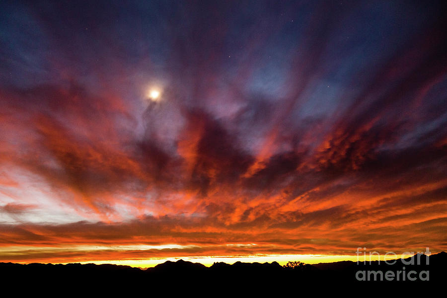 Moon in Twilight Sunset Photograph by Mike Cavaroc