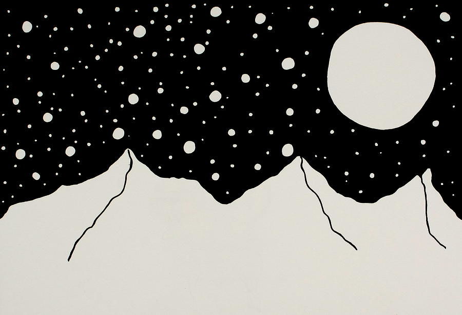 Mountain Drawing - Moon by Kathryn Derbis