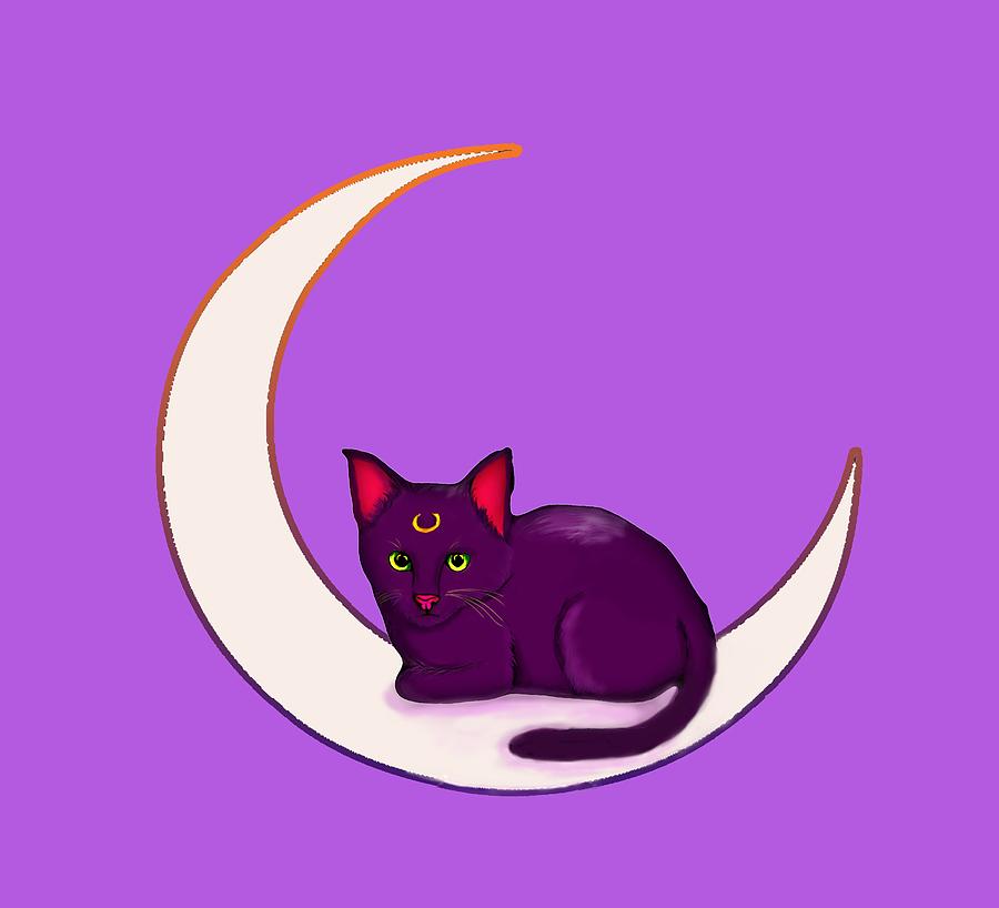 Cat Digital Art - Moon kitty by Destiny Nowicki