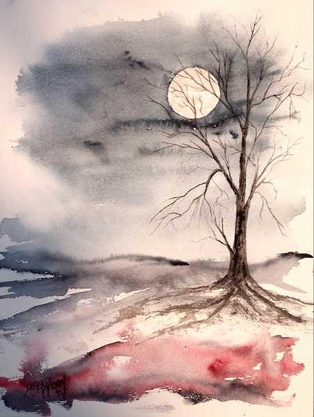 Moon Painting - Moon Light by Derek Mccrea Moon Painting - Moon Light by Derek Mccrea