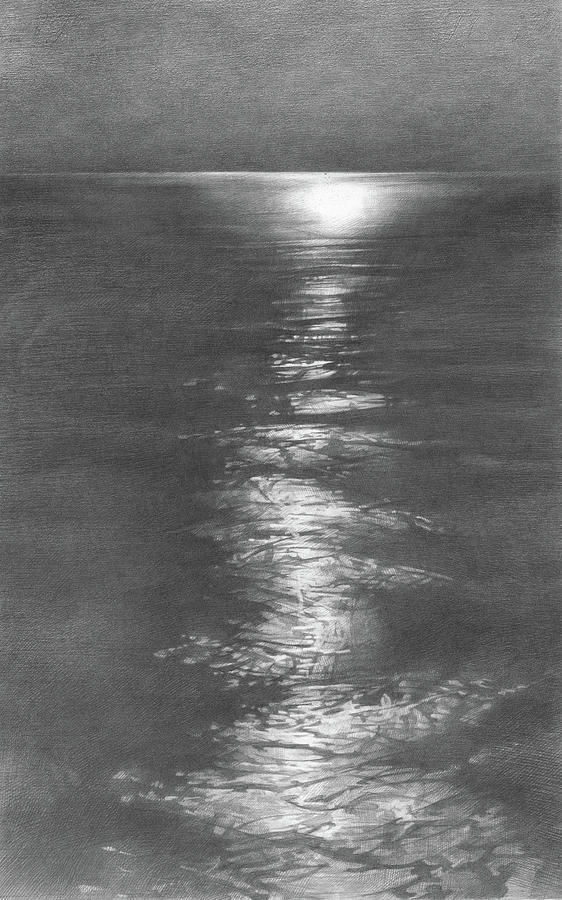 Moon Light in the Sea Drawing by Denis Chernov - Fine Art America