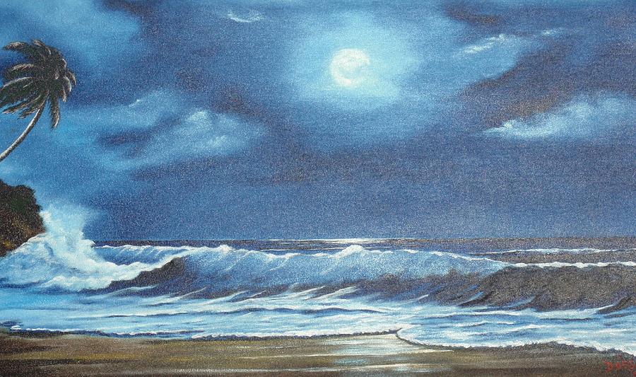 Moon Light Night In Paradise Painting by Lloyd Dobson