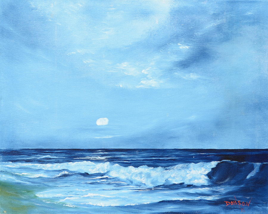 Moon Light Night Wave Painting by Lloyd Dobson
