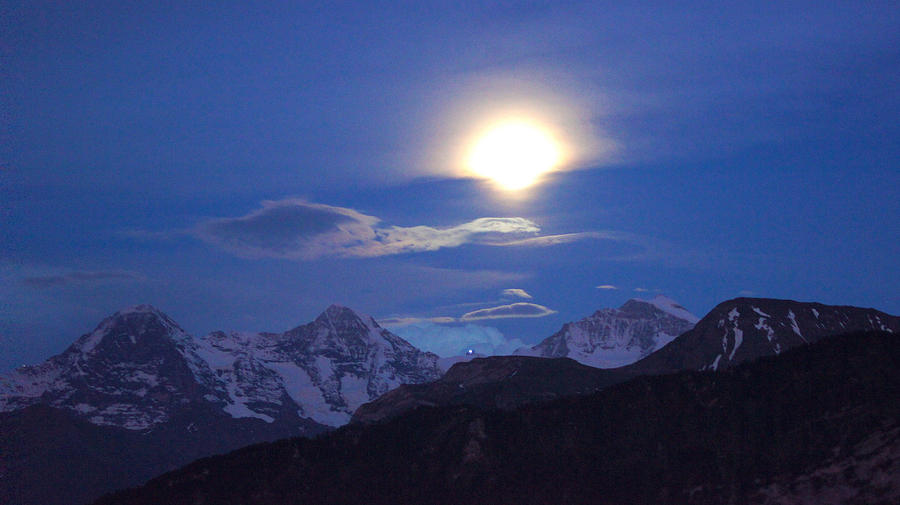 Moon Light Over The Alps Painting