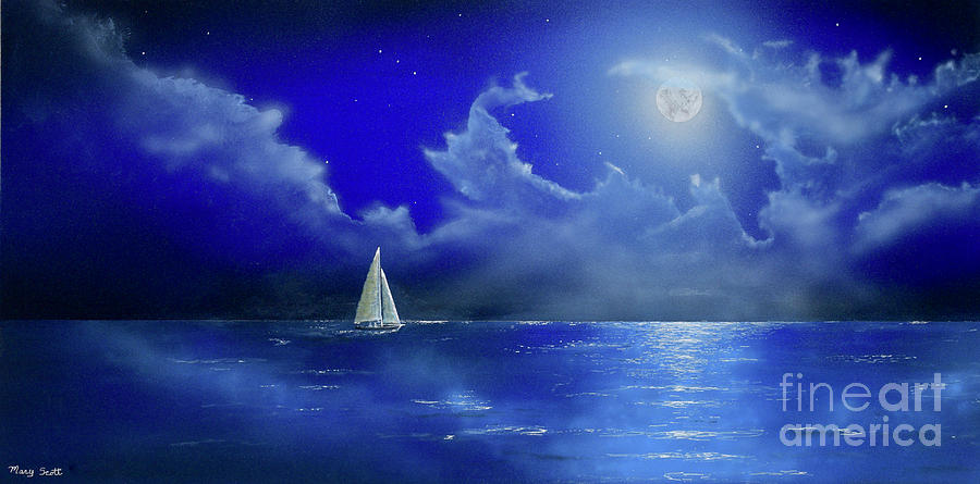 Moon Light Sail Painting by Mary Scott