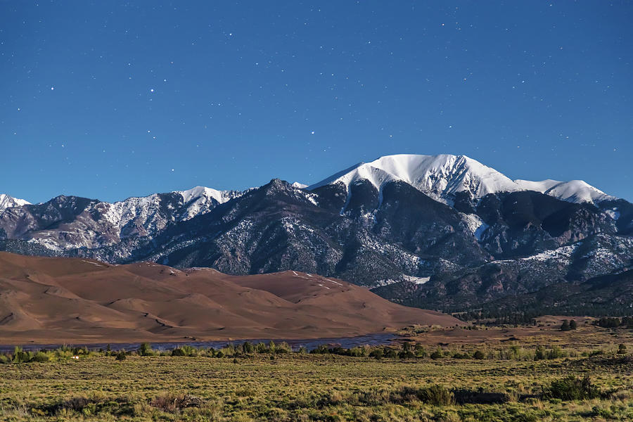 Moon Lit Colorado Great Sand Dunes Starry Night  Photograph by James BO Insogna