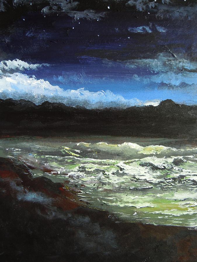 Moon lit Sea Painting by Dan Whittemore | Fine Art America