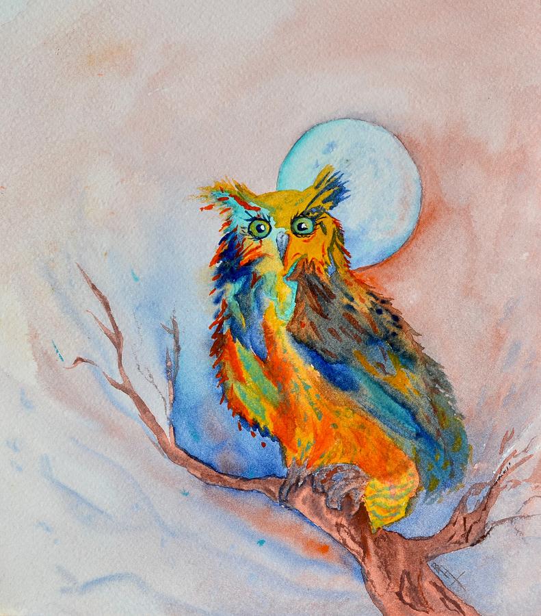 Moon Magic Owl Painting by Beverley Harper Tinsley