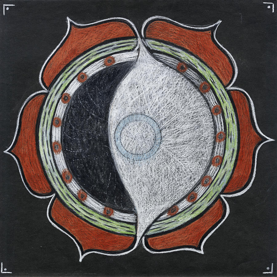 Nature Drawing - Waxing Moon Mandala of Regeneration  by Kim Alderman