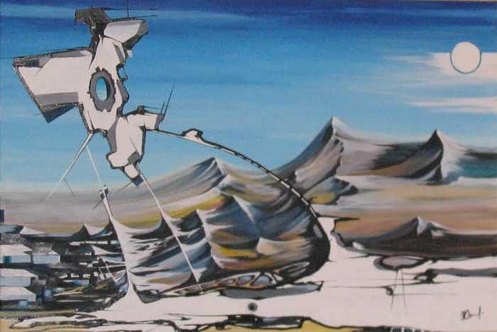Moon Observation of Mountains Painting by Olga Dmytrenko Moon Observation of Mountains Painting by Olga Dmytrenko