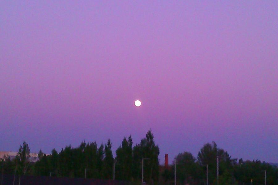 Sunset Photograph - Moon on Perfect Purple by Nieve Andrea