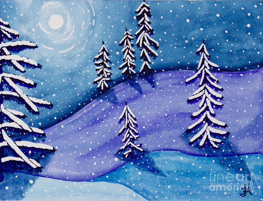 Christmas Painting - Moon On Snow II by Tonya Hudson