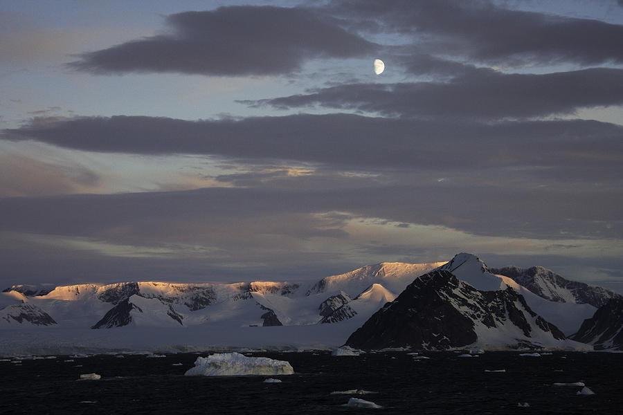 Moon Photograph - Moon over alpine glow Antarctica by Ralph Fahringer Moon Photograph - Moon over alpine glow Antarctica by Ralph Fahringer