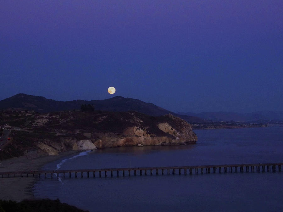 Moon Over Avila Cliff Photograph by Jan Moore