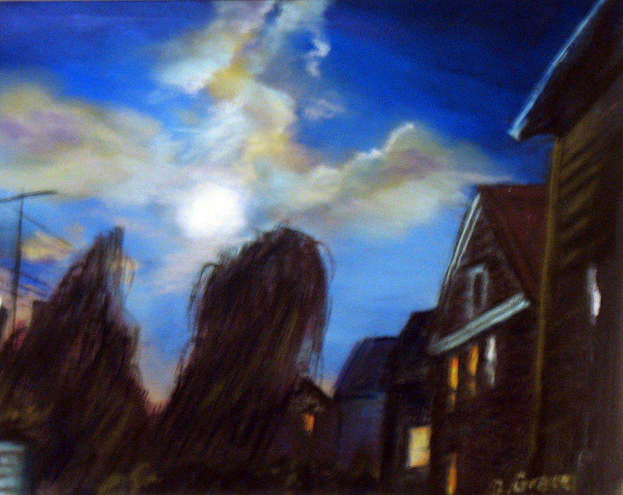 Buffalo Painting - Moon Over Backyard by George Grace