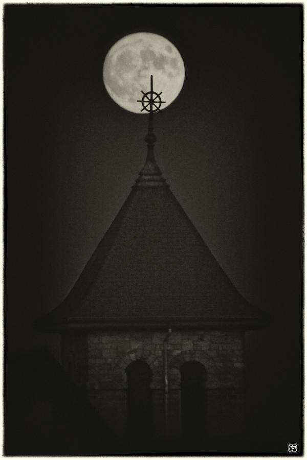 Moon Over Bell Tower Photograph by John Meader
