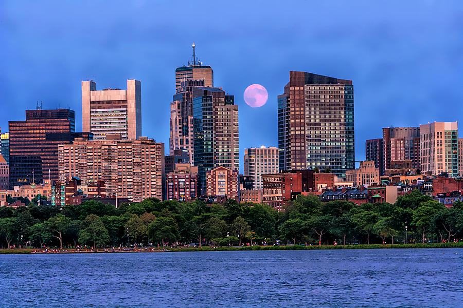 Moon over Boston Photograph by Larry Richardson Pixels