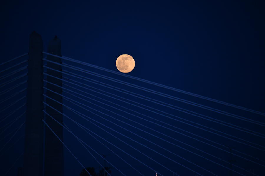 Moon over Bridge Photograph by Jerry Cahill