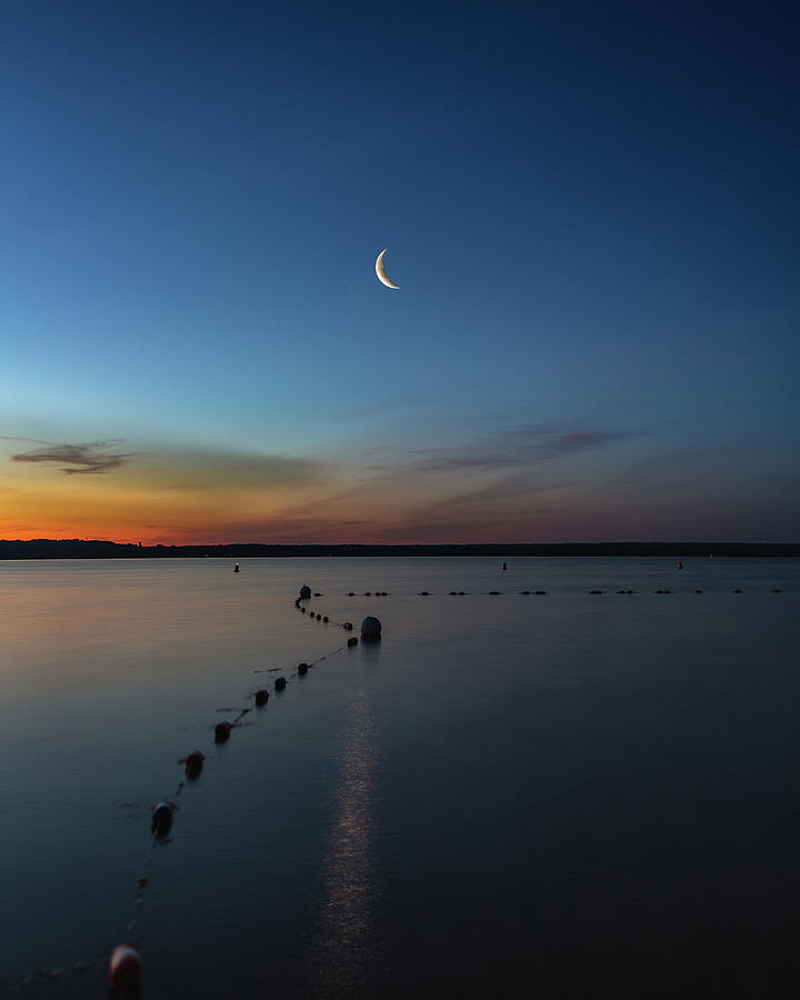 Beach Photograph - Moon over Cayuga by Rod Best