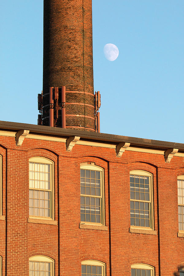 Sunset Photograph - Moon Over Cocheco Mills by Eric Gendron