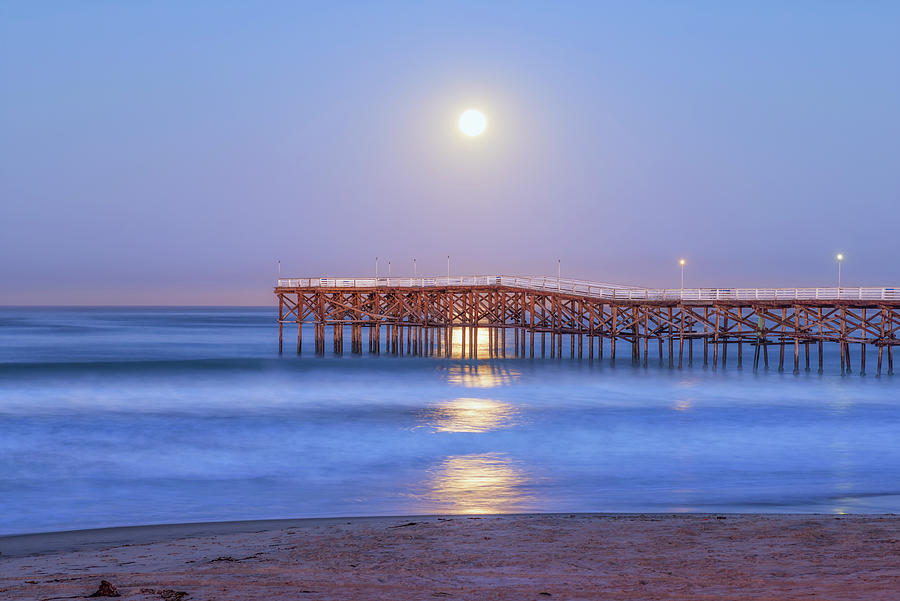 Moon Over Crystal Pier Photograph by Joseph S Giacalone