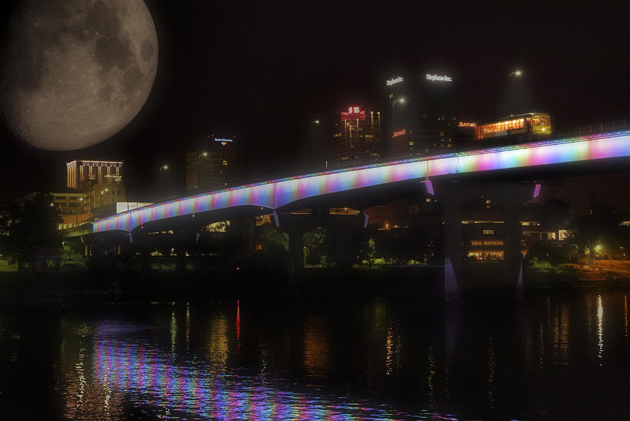 Moon over Downtown Little Rock - Arkansas - Luna Photograph by Jason Politte