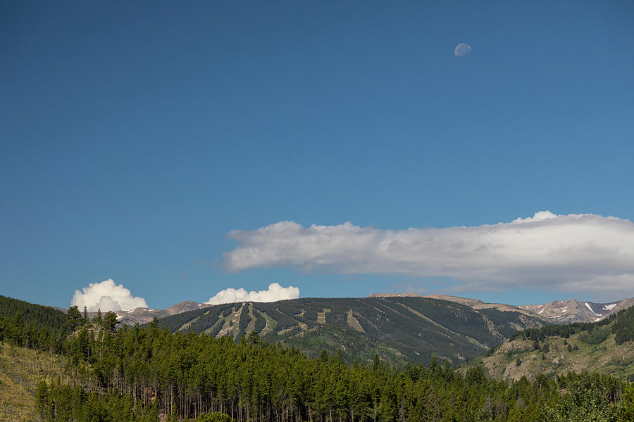 Moon Over Eldora Summer Season Ski Slopes Photograph by James BO Insogna