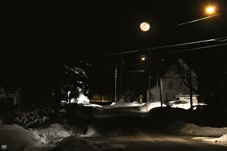 Moon over Elm Street Photograph by John Meader