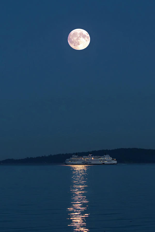 Moon over Ferry - 365- 195 Photograph by Inge Riis McDonald