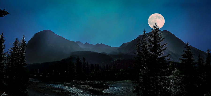 Mountain Photograph - Moon Over Field BC by Phil And Karen Rispin