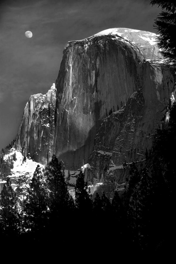 Yosemite National Park Photograph - Moon Over Half Dome by Jim Dohms