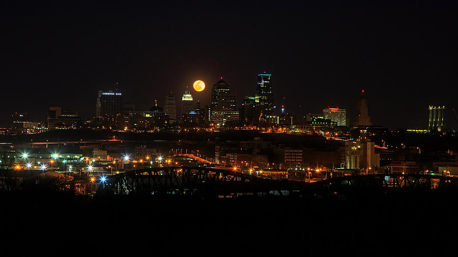 Moon Over Kansas City MO Photograph by Kevin Anderson