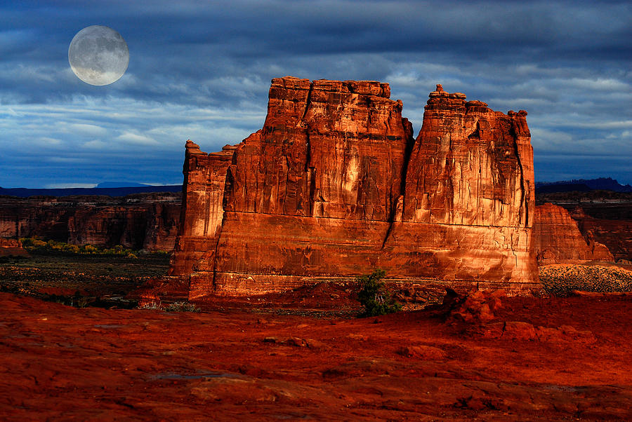 Moon over La Sal Photograph by Harry Spitz