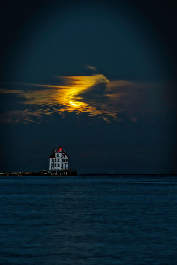 Moon Over Light House Photograph by Jackie Sajewski
