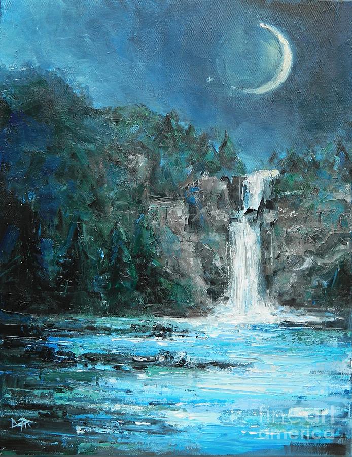 Moon over Linville Gorge Painting by Dan Campbell