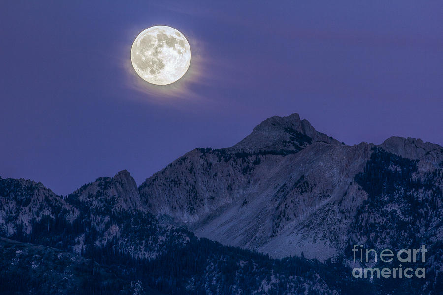 Moon Over Lone Peak Photograph by Spencer Baugh