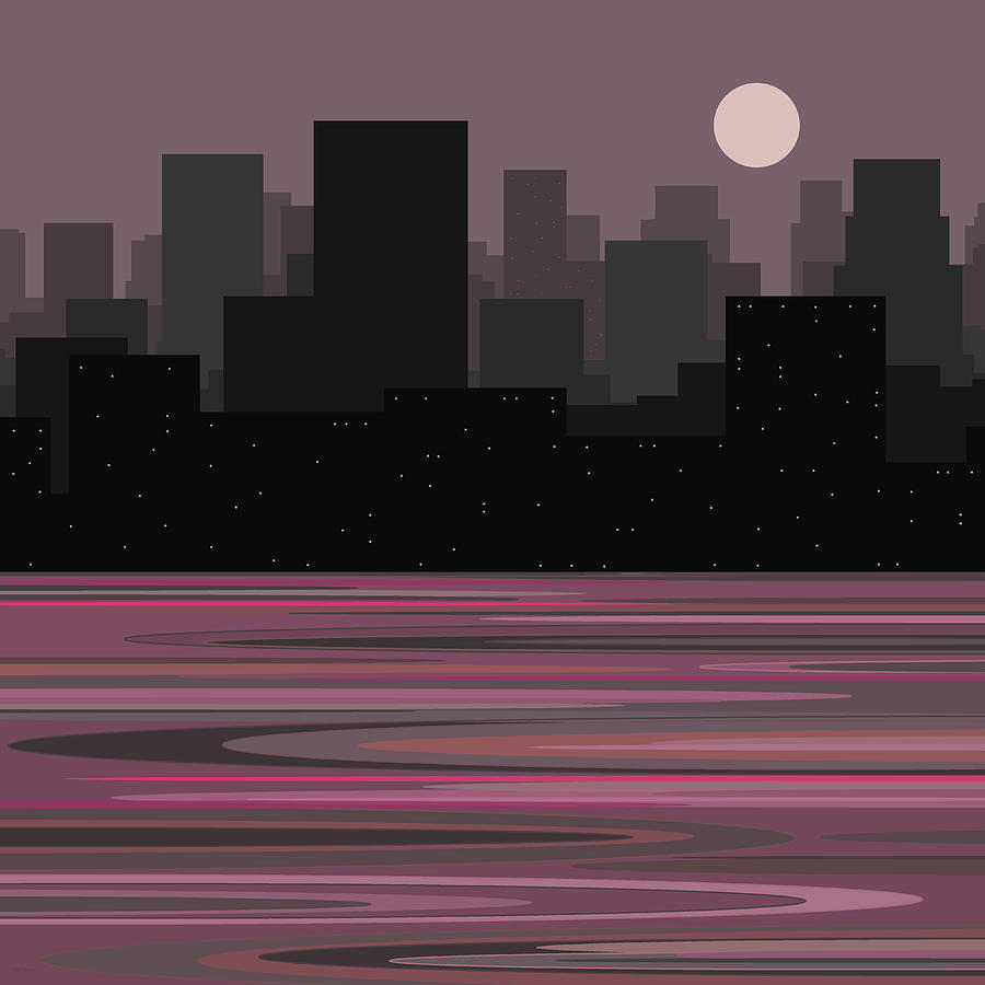 Moon Over Manhattan - A Different View Digital Art by Val Arie