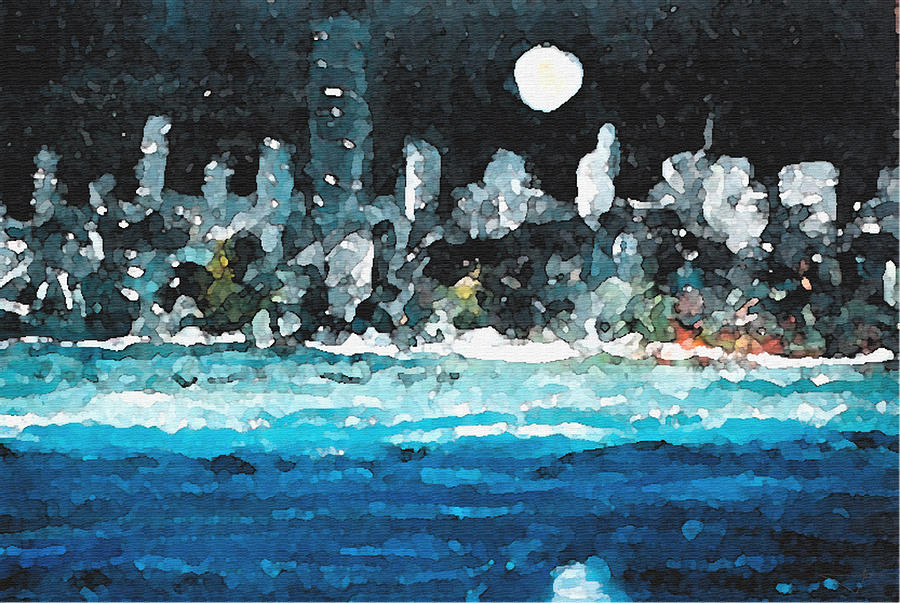 Miami Painting - Moon Over Miami by Jorge Delara Miami Painting - Moon Over Miami by Jorge Delara