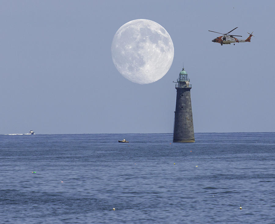 Moon over Minot Lighthouse Photograph by Brian MacLean