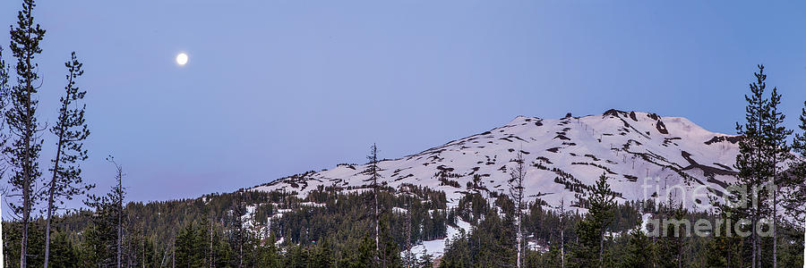 Bend Photograph - Moon over Mount Bachelor by Twenty Two North Photography