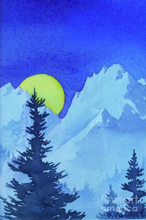 Moon Over Mountain Painting by Teresa Ascone