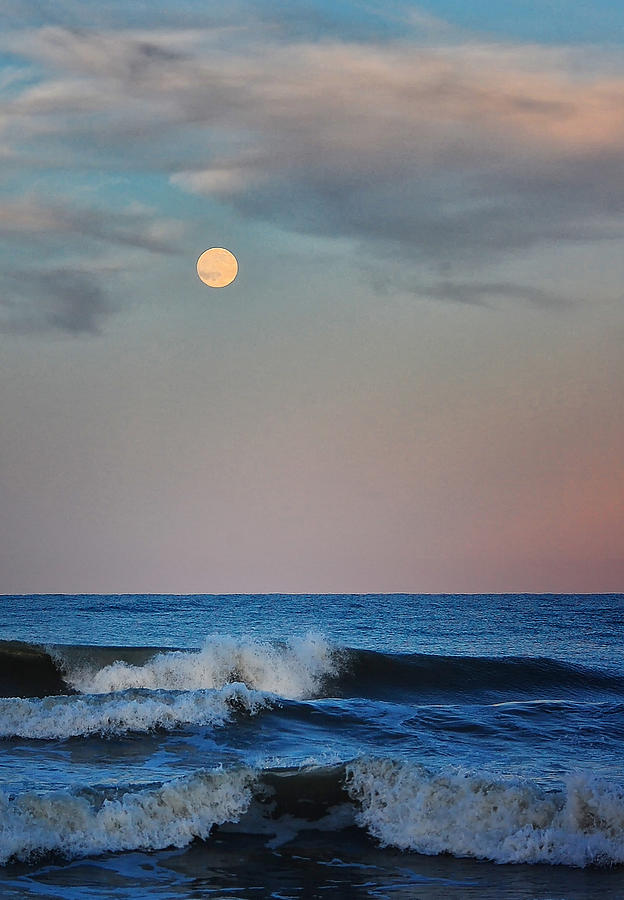 Moon Over Ocean Photograph by Peg Runyan