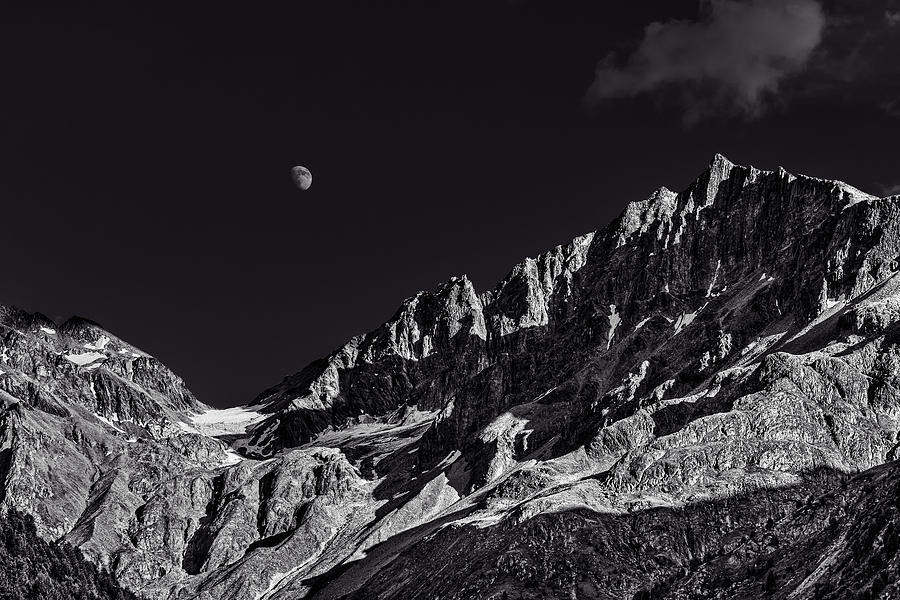 Moon over Paradisino Peak Photograph by Roberto Pagani