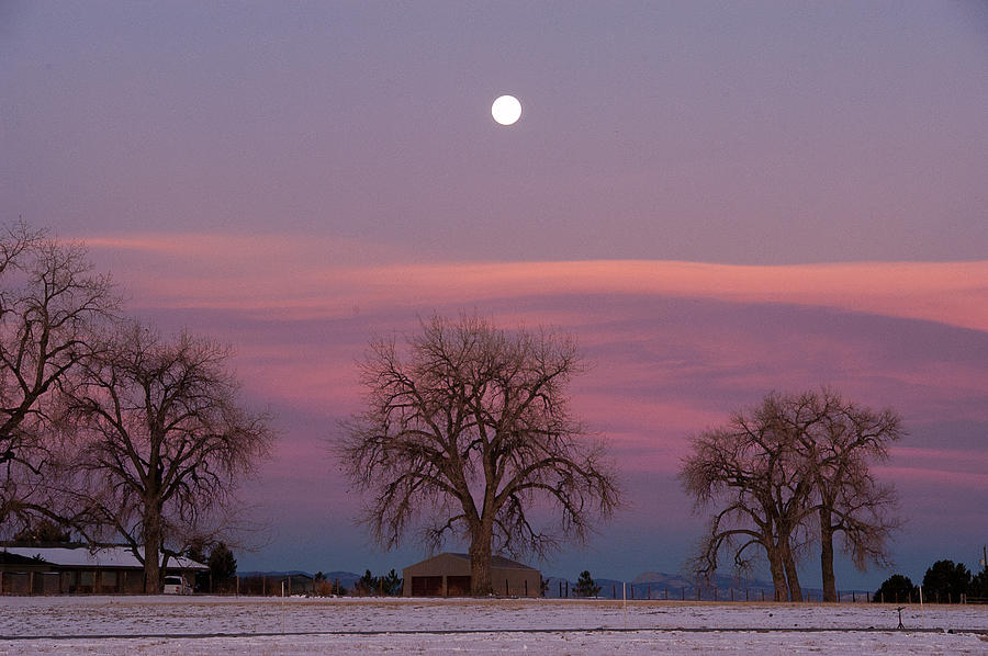 Moon Over Pink lLouds Photograph by Monte Stevens