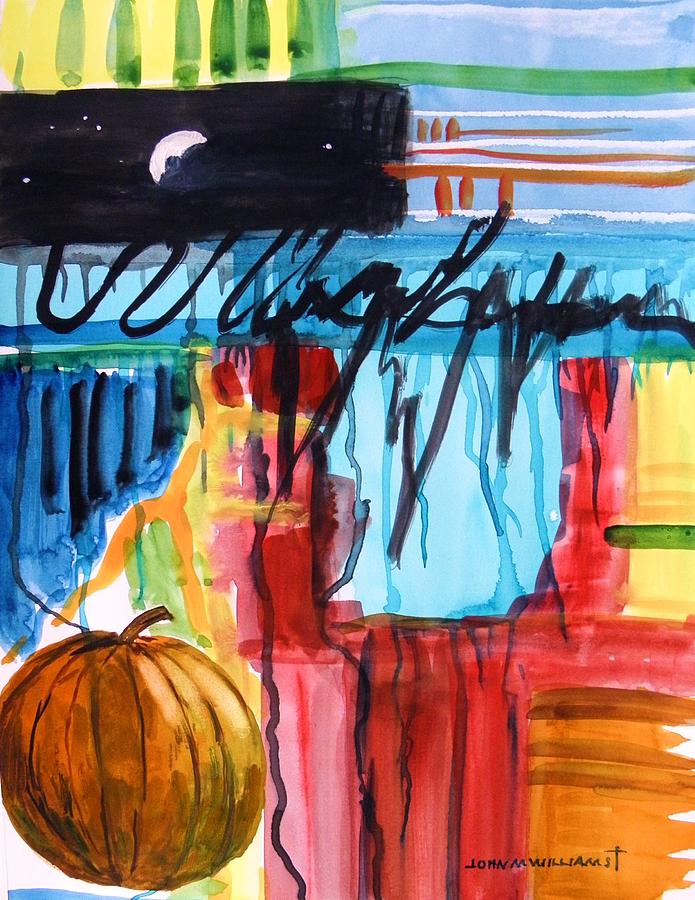 Moon Over Pumpkin Painting by John Williams