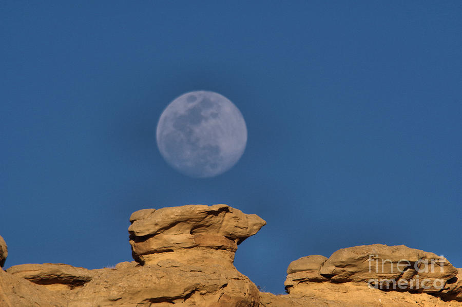 Moon Over Rock Photograph