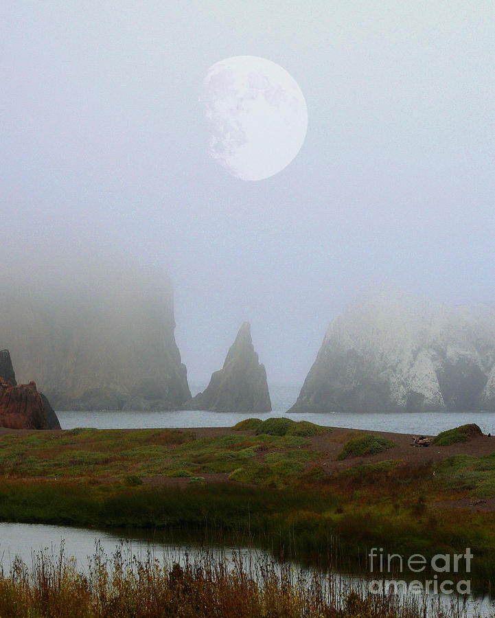 Surrealism Photograph - Moon Over Rodeo Beach by Wingsdomain Art and Photography