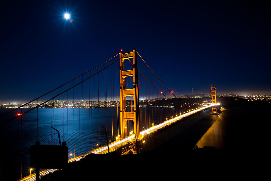 Golden Gate Bridge Photograph - Moon over San Francisco by Carl Jackson