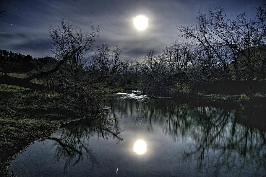 Moon over Sand Creek Photograph by Fiskr Larsen